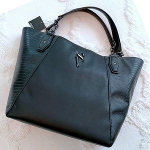 Simply Vera Vera Wang Black Faux Leather Tote Bag